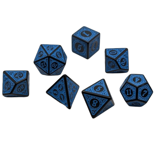 Magic Flame - Blue - 7 Piece DnD Dice Set | Acrylic RPG Gaming Dice