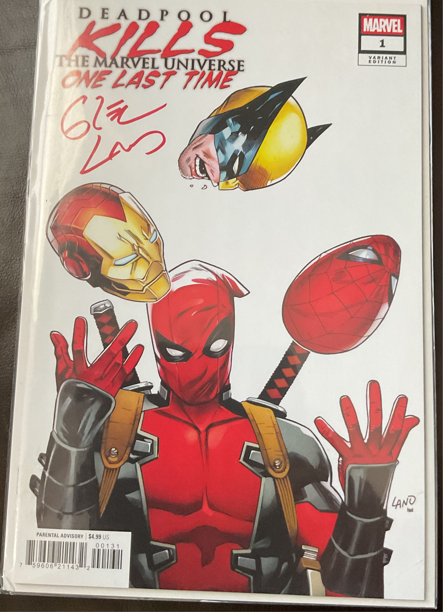 DEADPOOL KILLS THE MARVEL UNIVERSE ONE LAST TIME #1 GREG LAND VARIANT Signed COA