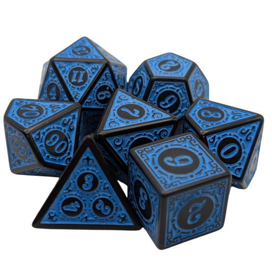 Magic Flame - Blue - 7 Piece DnD Dice Set | Acrylic RPG Gaming Dice